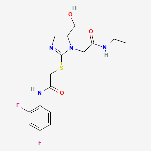 N-(2,4-difluorophenyl)-2-((1-(2-(ethylamino)-2-oxoethyl)-5-(hydroxymethyl)-1H-imidazol-2-yl)thio)acetamide