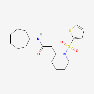 molecular formula C18H28N2O3S2 B2510849 N-cycloheptyl-2-(1-(thiophen-2-ylsulfonyl)piperidin-2-yl)acetamide CAS No. 1105222-87-4