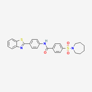 molecular formula C26H25N3O3S2 B2510857 4-(azepan-1-ylsulfonyl)-N-[4-(1,3-benzothiazol-2-yl)phenyl]benzamide CAS No. 361173-85-5