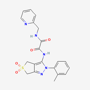 molecular formula C20H19N5O4S B2510908 N-[2-(2-methylphenyl)-5,5-dioxo-2H,4H,6H-5lambda6-thieno[3,4-c]pyrazol-3-yl]-N'-[(pyridin-2-yl)methyl]ethanediamide CAS No. 899994-96-8
