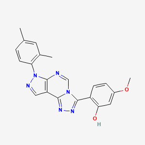 molecular formula C21H18N6O2 B2510916 2-(7-(2,4-二甲基苯基)-7H-吡唑并[4,3-e][1,2,4]三唑并[4,3-c]嘧啶-3-基)-5-甲氧基苯酚 CAS No. 896816-13-0
