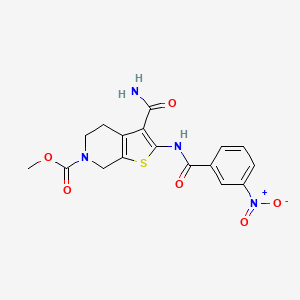 molecular formula C17H16N4O6S B2510917 methyl 3-carbamoyl-2-(3-nitrobenzamido)-4,5-dihydrothieno[2,3-c]pyridine-6(7H)-carboxylate CAS No. 886949-77-5
