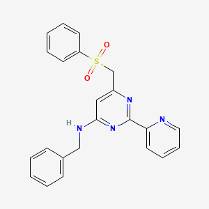molecular formula C23H20N4O2S B2510918 N-benzyl-6-[(phenylsulfonyl)methyl]-2-(2-pyridinyl)-4-pyrimidinamine CAS No. 303147-56-0