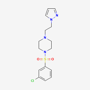 molecular formula C15H19ClN4O2S B2510922 1-(2-(1H-pyrazol-1-yl)ethyl)-4-((3-chlorophenyl)sulfonyl)piperazine CAS No. 1396680-70-8