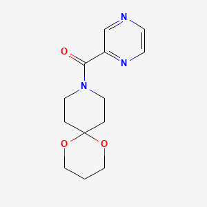 molecular formula C13H17N3O3 B2510953 Pyrazin-2-yl(1,5-dioxa-9-azaspiro[5.5]undecan-9-yl)methanone CAS No. 1351612-98-0