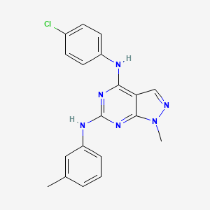 molecular formula C19H17ClN6 B2510977 N4-(4-chlorophenyl)-1-methyl-N6-(3-methylphenyl)-1H-pyrazolo[3,4-d]pyrimidine-4,6-diamine CAS No. 878064-67-6