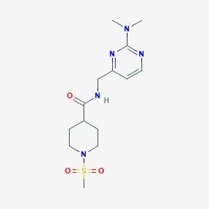molecular formula C14H23N5O3S B2510982 N-((2-(dimethylamino)pyrimidin-4-yl)methyl)-1-(methylsulfonyl)piperidine-4-carboxamide CAS No. 1797815-13-4