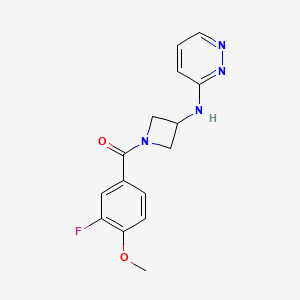 molecular formula C15H15FN4O2 B2510993 N-[1-(3-fluoro-4-methoxybenzoyl)azetidin-3-yl]pyridazin-3-amine CAS No. 2097896-12-1