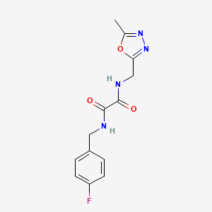 molecular formula C13H13FN4O3 B2510995 N1-(4-fluorobenzyl)-N2-((5-methyl-1,3,4-oxadiazol-2-yl)methyl)oxalamide CAS No. 1209246-72-9