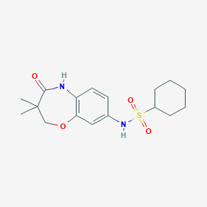 molecular formula C17H24N2O4S B2511044 N-(3,3-dimethyl-4-oxo-2,3,4,5-tetrahydro-1,5-benzoxazepin-8-yl)cyclohexanesulfonamide CAS No. 922125-58-4