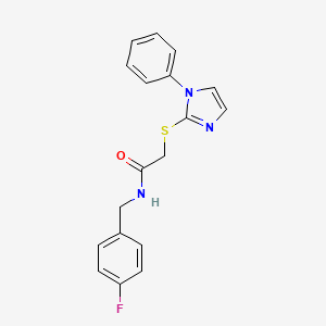 molecular formula C18H16FN3OS B2511061 N-[(4-fluorophenyl)methyl]-2-(1-phenylimidazol-2-yl)sulfanylacetamide CAS No. 851130-89-7