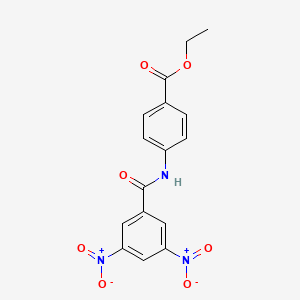 molecular formula C16H13N3O7 B2511062 Ethyl 4-(3,5-dinitrobenzamido)benzoate CAS No. 36360-13-1