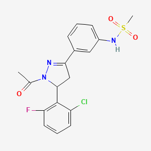molecular formula C18H17ClFN3O3S B2511080 N-(3-(1-acetyl-5-(2-chloro-6-fluorophenyl)-4,5-dihydro-1H-pyrazol-3-yl)phenyl)methanesulfonamide CAS No. 852141-78-7