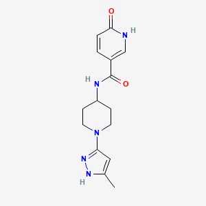molecular formula C15H19N5O2 B2511092 N-(1-(5-methyl-1H-pyrazol-3-yl)piperidin-4-yl)-6-oxo-1,6-dihydropyridine-3-carboxamide CAS No. 1902896-26-7