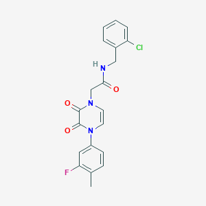 molecular formula C20H17ClFN3O3 B2511097 N-[(2-chlorophenyl)methyl]-2-[4-(3-fluoro-4-methylphenyl)-2,3-dioxo-1,2,3,4-tetrahydropyrazin-1-yl]acetamide CAS No. 898428-64-3