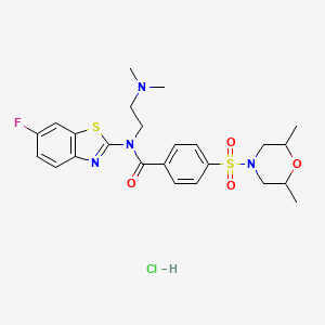 molecular formula C24H30ClFN4O4S2 B2511143 N-(2-(dimethylamino)ethyl)-4-((2,6-dimethylmorpholino)sulfonyl)-N-(6-fluorobenzo[d]thiazol-2-yl)benzamide hydrochloride CAS No. 1215810-79-9