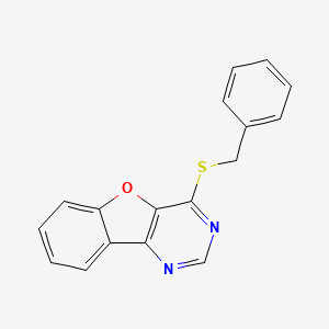 molecular formula C17H12N2OS B2511148 4-(Benzylthio)benzofuro[3,2-d]pyrimidine CAS No. 62208-74-6