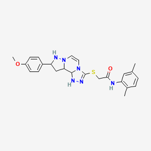 N-(2,5-dimethylphenyl)-2-{[11-(4-methoxyphenyl)-3,4,6,9,10-pentaazatricyclo[7.3.0.0^{2,6}]dodeca-1(12),2,4,7,10-pentaen-5-yl]sulfanyl}acetamide
