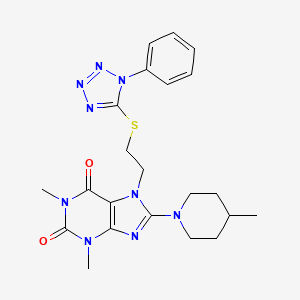 1,3-dimethyl-8-(4-methylpiperidin-1-yl)-7-(2-((1-phenyl-1H-tetrazol-5-yl)thio)ethyl)-1H-purine-2,6(3H,7H)-dione