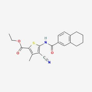 molecular formula C20H20N2O3S B2511158 ethyl 4-cyano-3-methyl-5-(5,6,7,8-tetrahydronaphthalene-2-amido)thiophene-2-carboxylate CAS No. 896323-06-1