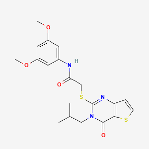 molecular formula C20H23N3O4S2 B2511166 N-(3,5-dimethoxyphenyl)-2-{[3-(2-methylpropyl)-4-oxo-3,4-dihydrothieno[3,2-d]pyrimidin-2-yl]sulfanyl}acetamide CAS No. 1252917-56-8