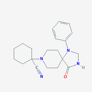 molecular formula C20H26N4O B025112 Cyclohexanecarbonitrile, 1-(4-oxo-1-phenyl-1,3,8-triazaspiro(4,5)dec-8-yl)- CAS No. 101564-19-6