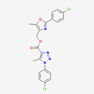 molecular formula C21H16Cl2N4O3 B2511205 [2-(4-chlorophenyl)-5-methyl-1,3-oxazol-4-yl]methyl 1-(4-chlorophenyl)-5-methyl-1H-1,2,3-triazole-4-carboxylate CAS No. 946302-15-4