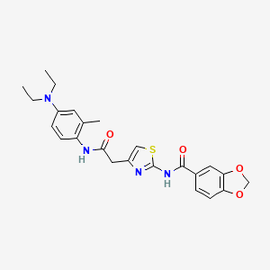 molecular formula C24H26N4O4S B2511206 N-(4-(2-((4-(diethylamino)-2-methylphenyl)amino)-2-oxoethyl)thiazol-2-yl)benzo[d][1,3]dioxole-5-carboxamide CAS No. 921865-19-2