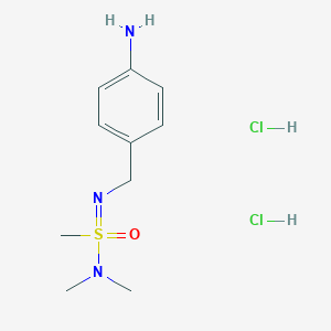 molecular formula C10H19Cl2N3OS B2511208 N'-(4-Aminobenzyl)-N,N-dimethylmethanesulfonimidamide dihydrochloride CAS No. 2138134-71-9