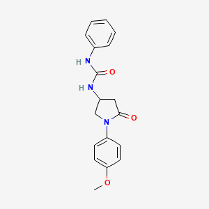 molecular formula C18H19N3O3 B2511212 1-(1-(4-Methoxyphenyl)-5-oxopyrrolidin-3-yl)-3-phenylurea CAS No. 877640-43-2