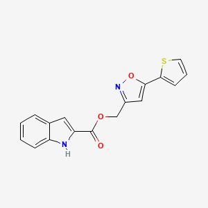 molecular formula C17H12N2O3S B2511214 (5-(thiophen-2-yl)isoxazol-3-yl)methyl 1H-indole-2-carboxylate CAS No. 1036127-93-1