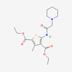molecular formula C18H26N2O5S B2511216 Diethyl 3-methyl-5-(2-(piperidin-1-yl)acetamido)thiophene-2,4-dicarboxylate CAS No. 297760-23-7