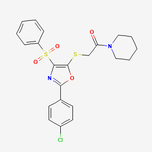 B2511246 2-((2-(4-Chlorophenyl)-4-(phenylsulfonyl)oxazol-5-yl)thio)-1-(piperidin-1-yl)ethanone CAS No. 941928-43-4