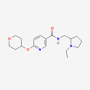 molecular formula C18H27N3O3 B2511290 N-[(1-ethylpyrrolidin-2-yl)methyl]-6-(oxan-4-yloxy)pyridine-3-carboxamide CAS No. 1903651-00-2