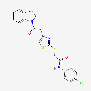 B2511317 N-(4-chlorophenyl)-2-((4-(2-(indolin-1-yl)-2-oxoethyl)thiazol-2-yl)thio)acetamide CAS No. 953992-35-3