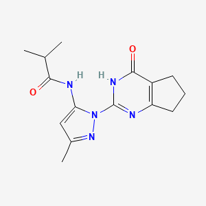 molecular formula C15H19N5O2 B2511343 N-(3-methyl-1-(4-oxo-4,5,6,7-tetrahydro-3H-cyclopenta[d]pyrimidin-2-yl)-1H-pyrazol-5-yl)isobutyramide CAS No. 1003799-16-3