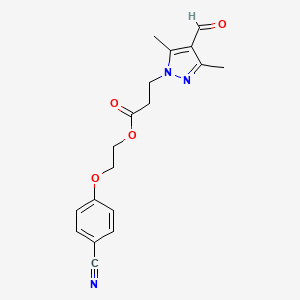 2-(4-Cyanophenoxy)ethyl 3-(4-formyl-3,5-dimethylpyrazol-1-yl)propanoate