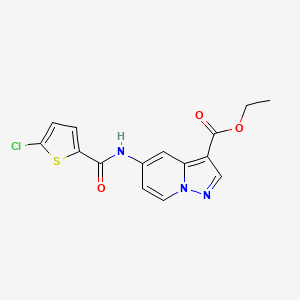 molecular formula C15H12ClN3O3S B2511347 ethyl 5-(5-chlorothiophene-2-amido)pyrazolo[1,5-a]pyridine-3-carboxylate CAS No. 1396711-14-0