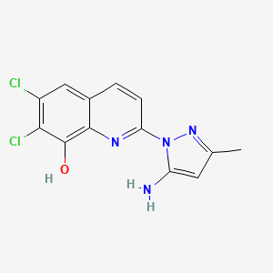 2-(5-Amino-3-methyl-1H-pyrazol-1-yl)-6,7-dichloroquinolin-8-ol