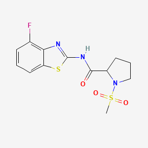 molecular formula C13H14FN3O3S2 B2511359 N-(4-fluoro-1,3-benzothiazol-2-yl)-1-methanesulfonylpyrrolidine-2-carboxamide CAS No. 1236258-09-5