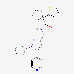 N-((1-cyclopentyl-5-(pyridin-4-yl)-1H-pyrazol-3-yl)methyl)-1-(thiophen-2-yl)cyclopentanecarboxamide