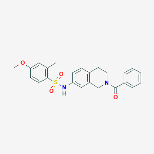 molecular formula C24H24N2O4S B2511363 N-(2-benzoyl-1,2,3,4-tetrahydroisoquinolin-7-yl)-4-methoxy-2-methylbenzene-1-sulfonamide CAS No. 955777-14-7