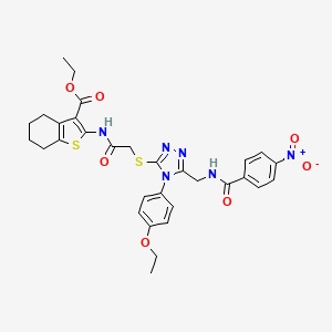 ethyl 2-(2-((4-(4-ethoxyphenyl)-5-((4-nitrobenzamido)methyl)-4H-1,2,4-triazol-3-yl)thio)acetamido)-4,5,6,7-tetrahydrobenzo[b]thiophene-3-carboxylate