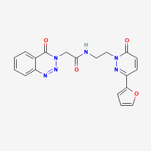 molecular formula C19H16N6O4 B2511381 N-(2-(3-(furan-2-yl)-6-oxopyridazin-1(6H)-yl)ethyl)-2-(4-oxobenzo[d][1,2,3]triazin-3(4H)-yl)acetamide CAS No. 1206986-15-3