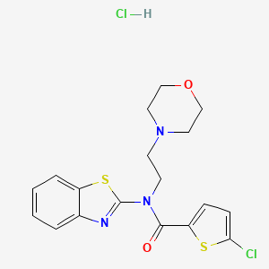 molecular formula C18H19Cl2N3O2S2 B2511397 N-(benzo[d]thiazol-2-yl)-5-chloro-N-(2-morpholinoethyl)thiophene-2-carboxamide hydrochloride CAS No. 1215834-65-3