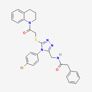 molecular formula C28H26BrN5O2S B2511403 N-{[4-(4-bromophenyl)-5-{[2-oxo-2-(1,2,3,4-tetrahydroquinolin-1-yl)ethyl]sulfanyl}-4H-1,2,4-triazol-3-yl]methyl}-2-phenylacetamide CAS No. 391949-87-4