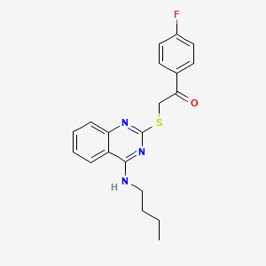 molecular formula C20H20FN3OS B2511419 2-[4-(Butylamino)quinazolin-2-yl]sulfanyl-1-(4-fluorophenyl)ethanone CAS No. 422532-88-5