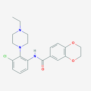 molecular formula C21H24ClN3O3 B251142 N-[3-chloro-2-(4-ethyl-1-piperazinyl)phenyl]-2,3-dihydro-1,4-benzodioxine-6-carboxamide 