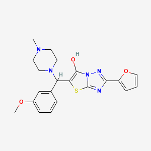 molecular formula C21H23N5O3S B2511420 2-(Furan-2-yl)-5-((3-methoxyphenyl)(4-methylpiperazin-1-yl)methyl)thiazolo[3,2-b][1,2,4]triazol-6-ol CAS No. 887222-57-3