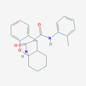molecular formula C23H24N2O3 B2511432 12-oxo-N-(o-tolyl)-1,2,3,4,9,9a-hexahydro-4a,9-(epiminoethano)xanthene-11-carboxamide CAS No. 1008936-14-8